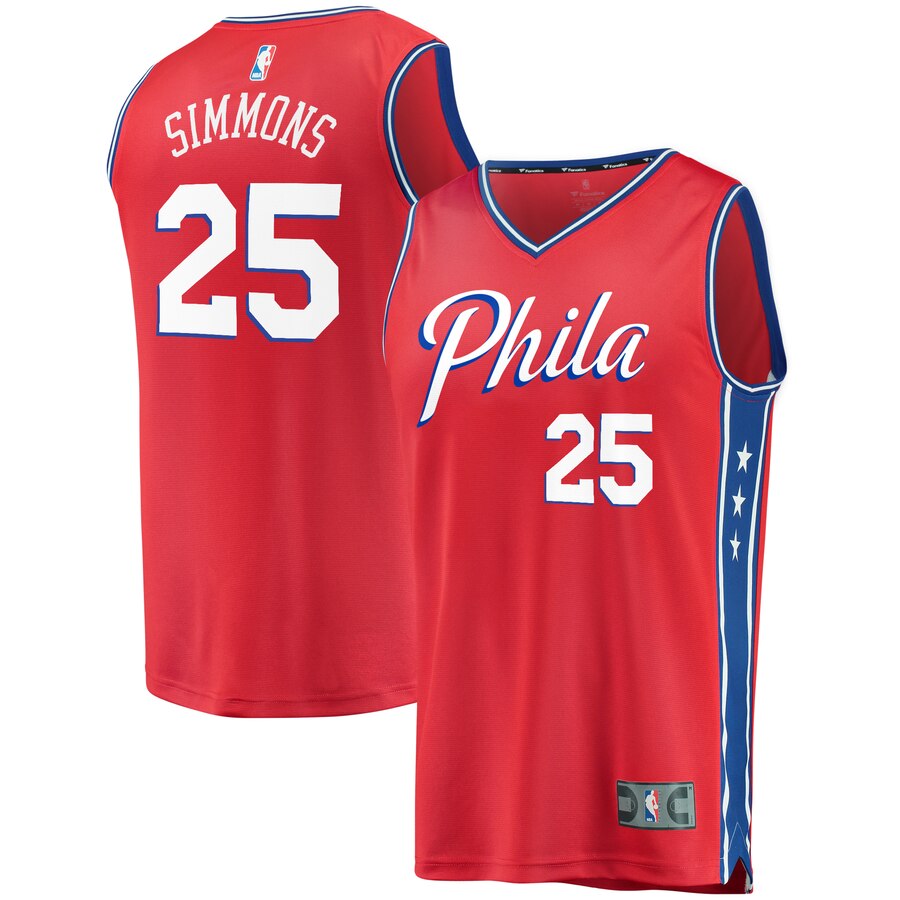 Ben Simmons Philadelphia 76ers Fanatics Branded Fast Break Replica Basketball Jersey – Statement Edition – Red
