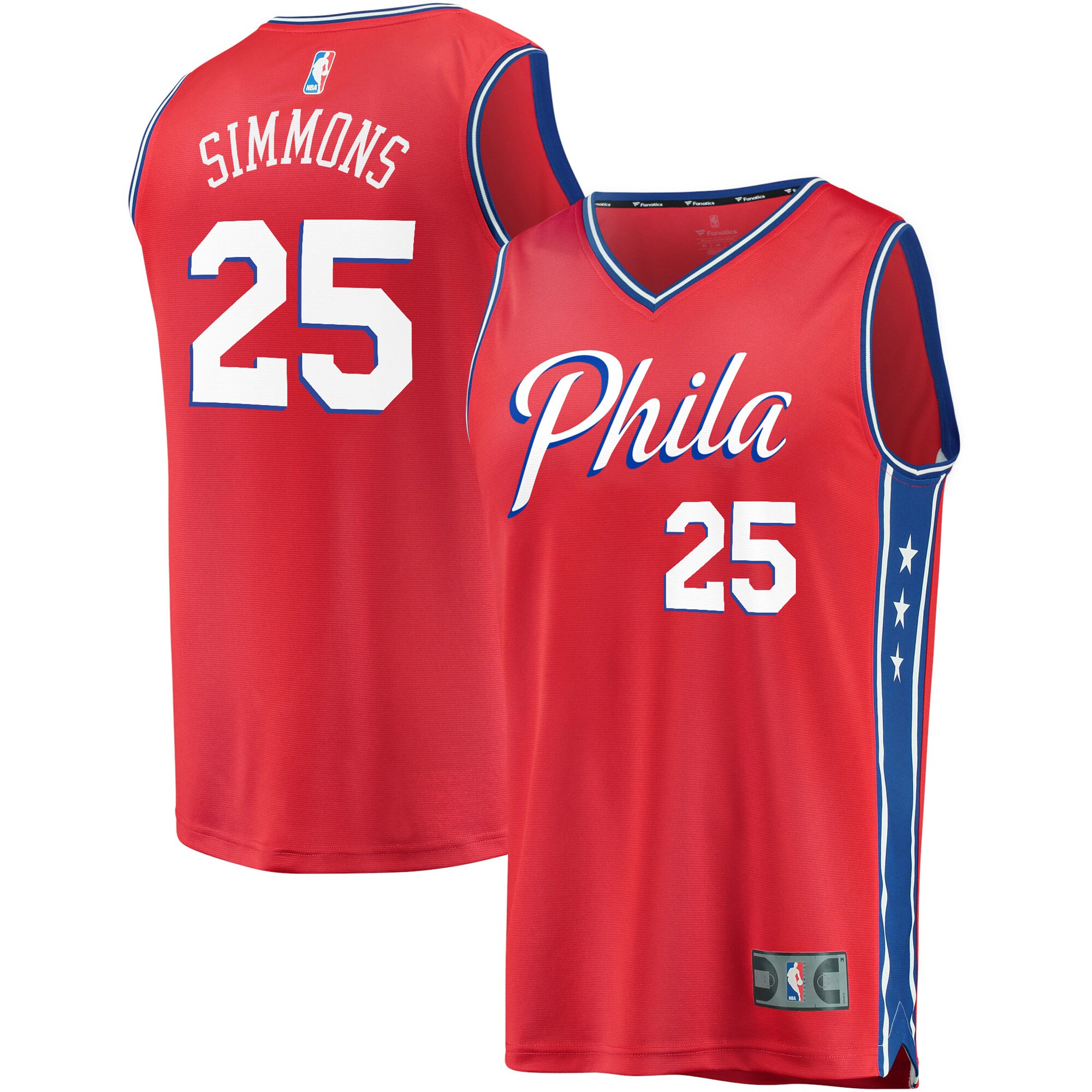 Ben Simmons Philadelphia 76ers Fanatics Youth Fast Break Replica Player Team Basketball Jersey - Statement Edition - Red