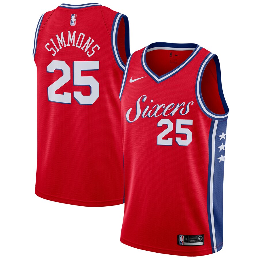 Ben Simmons Philadelphia 76ers Swingman Basketball Jersey - Statement Edition - Red