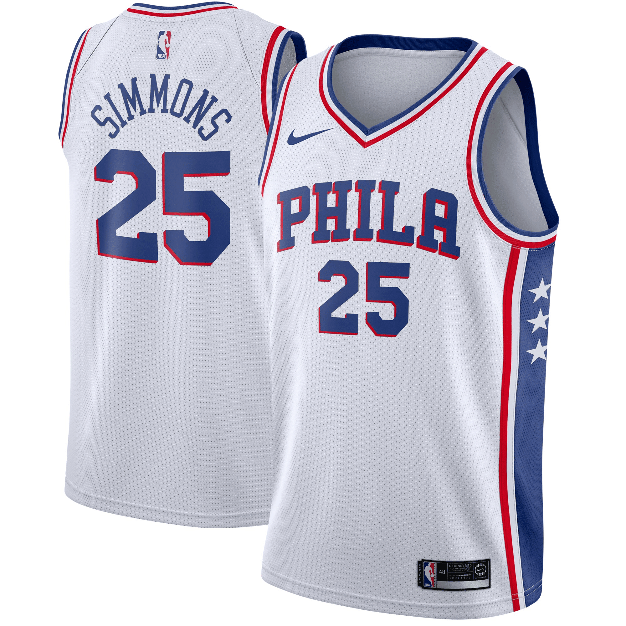 Ben Simmons Philadelphia 76ers Swingman Basketball Jersey White - Association Edition Basketball Jersey - JS243 