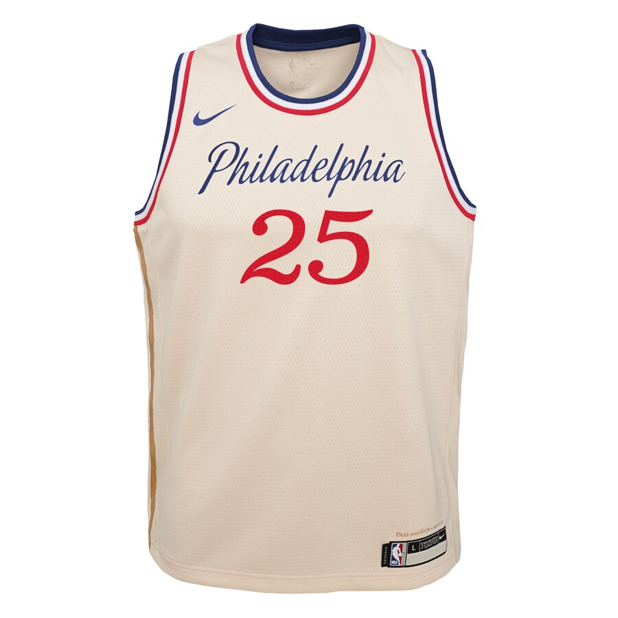 Alternative view of Ben Simmons Philadelphia 76ers Youth Swingman Basketball Jersey Cream - City Edition