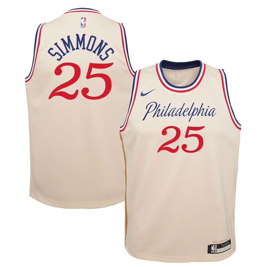 Ben Simmons Philadelphia 76ers Youth Swingman Basketball Jersey Cream - City Edition
