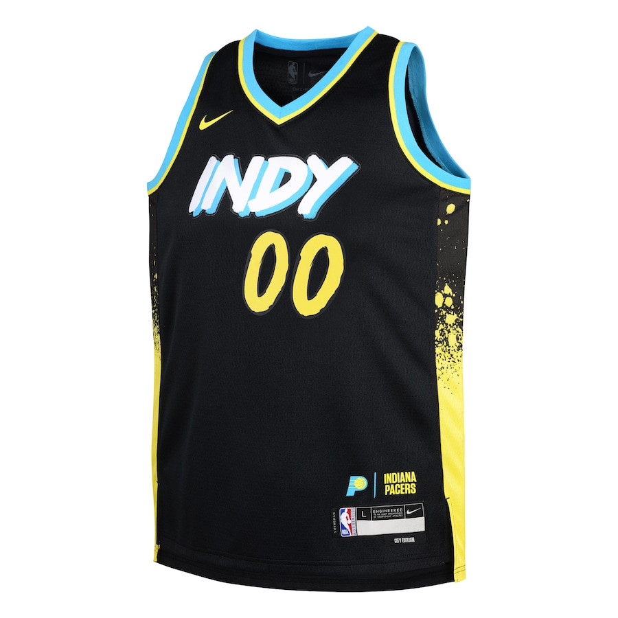 Alternative view of Bennedict Mathurin 00 Indiana Pacers 2023/24 City Edition Swingman YOUTH Basketball Jersey - Black - JS600 