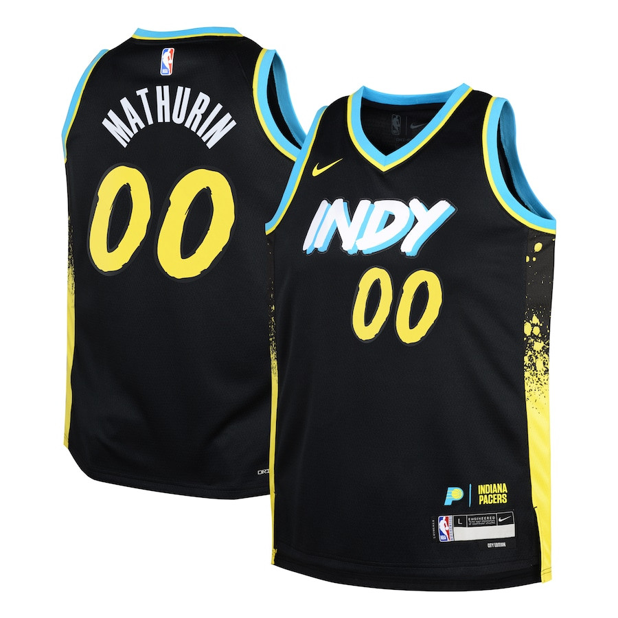 Bennedict Mathurin 00 Indiana Pacers 2023/24 City Edition Swingman YOUTH Basketball Jersey - Black - JS600 
