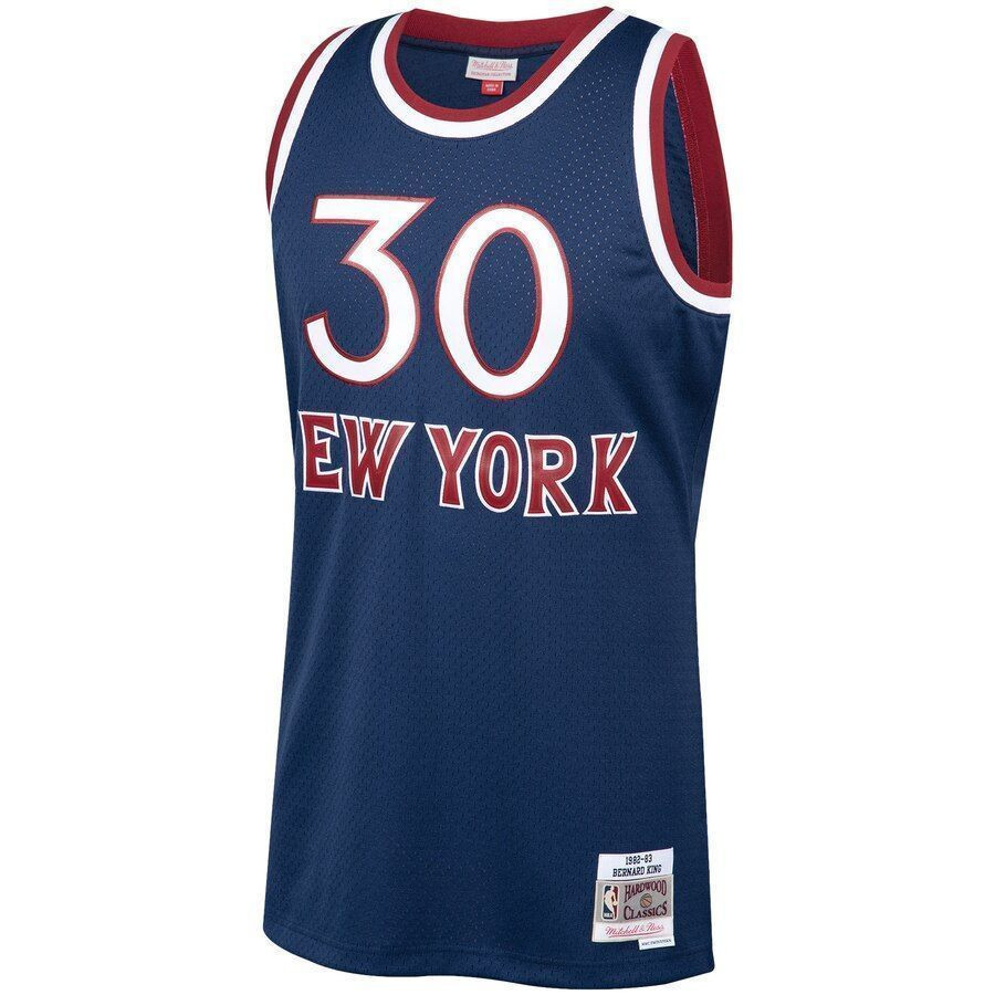 Alternative view of Bernard King New York Knicks Mitchell & Ness 1982-83 Hardwood Classics Swingman Basketball Jersey - Navy - JS914 