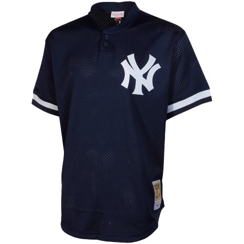 Alternative view of Bernie Williams New York Yankees Mitchell & Ness Cooperstown Mesh Batting Practice Baseball Jersey - Navy
