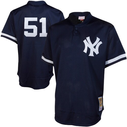 Bernie Williams New York Yankees Mitchell & Ness Cooperstown Mesh Batting Practice Baseball Jersey - Navy
