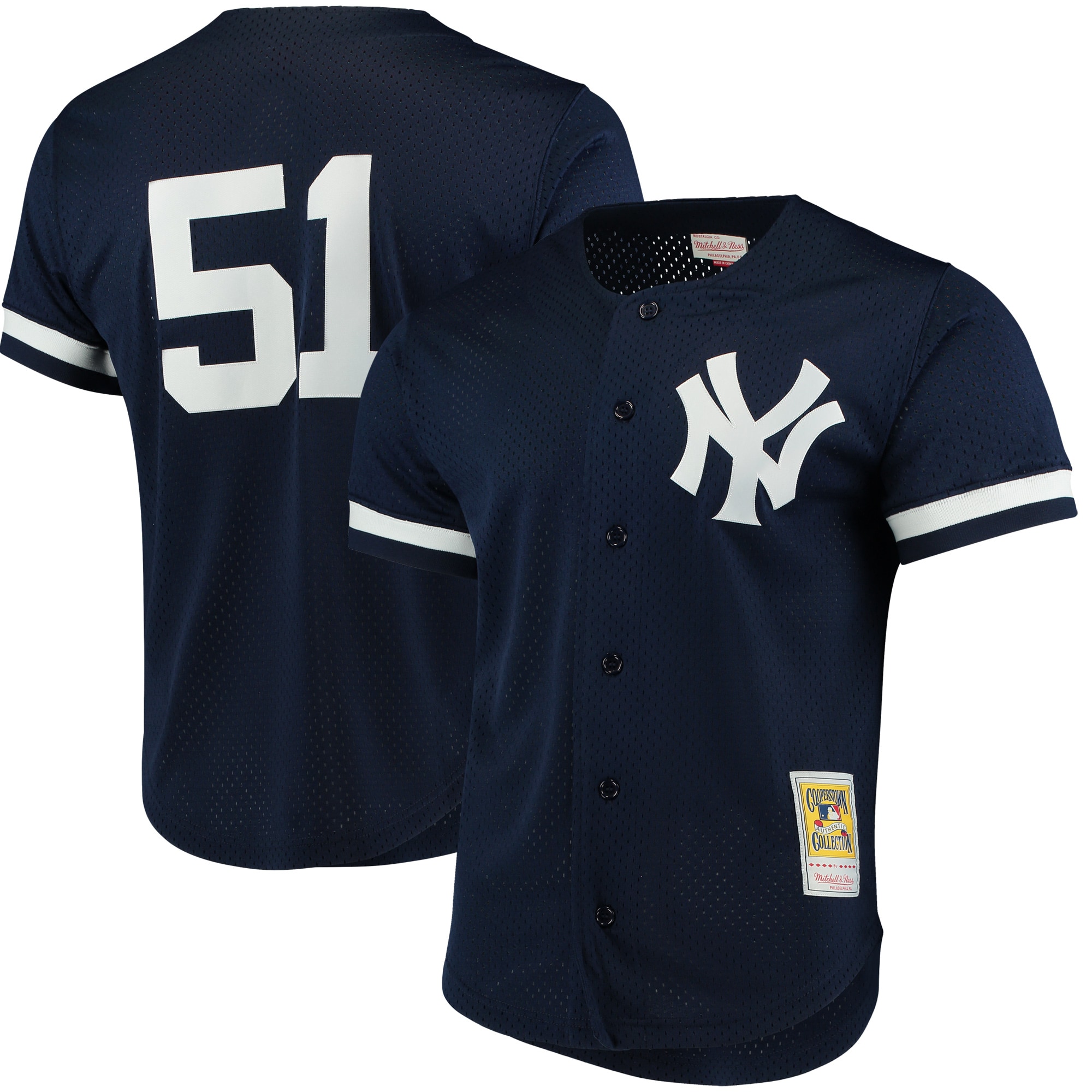 Bernie Williams New York Yankees Mitchell & Ness Fashion Cooperstown Collection Mesh Batting Practice Baseball Jersey – Navy