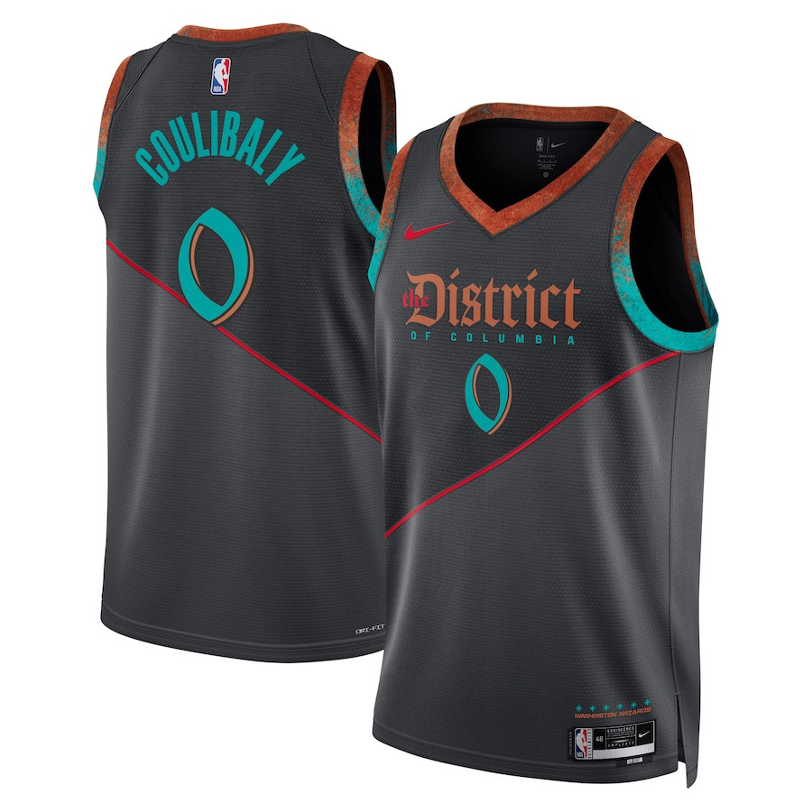 Bilal Coulibaly 0 Washington Wizards 2023/24 City Edition Swingman Basketball Jersey - Black - JS295 