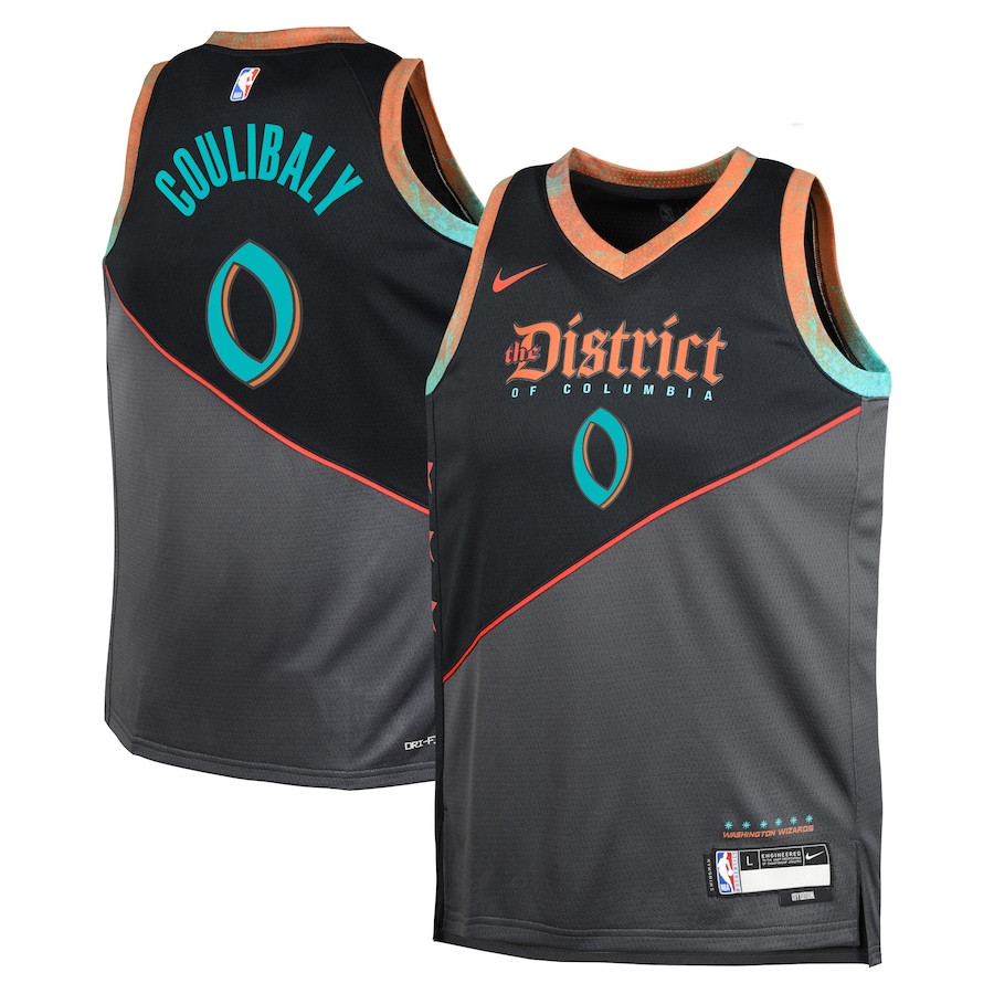 Bilal Coulibaly 0 Washington Wizards 2023/24 City Edition Swingman YOUTH Basketball Jersey - Black - JS503 