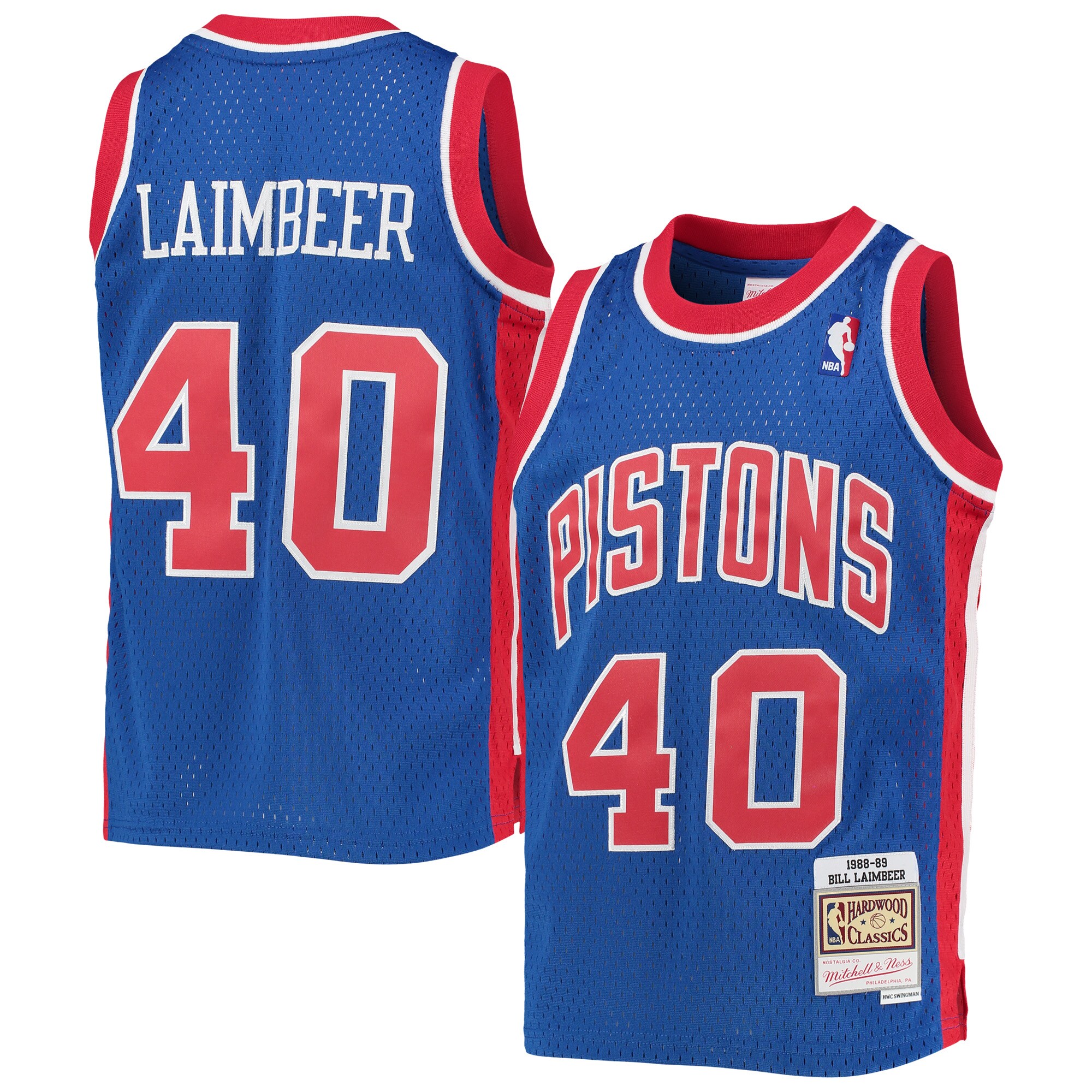 Alternative view of Bill Laimbeer Detroit Pistons Mitchell & Ness Youth 1988/89 Hardwood Classics Swingman Basketball Jersey - Blue