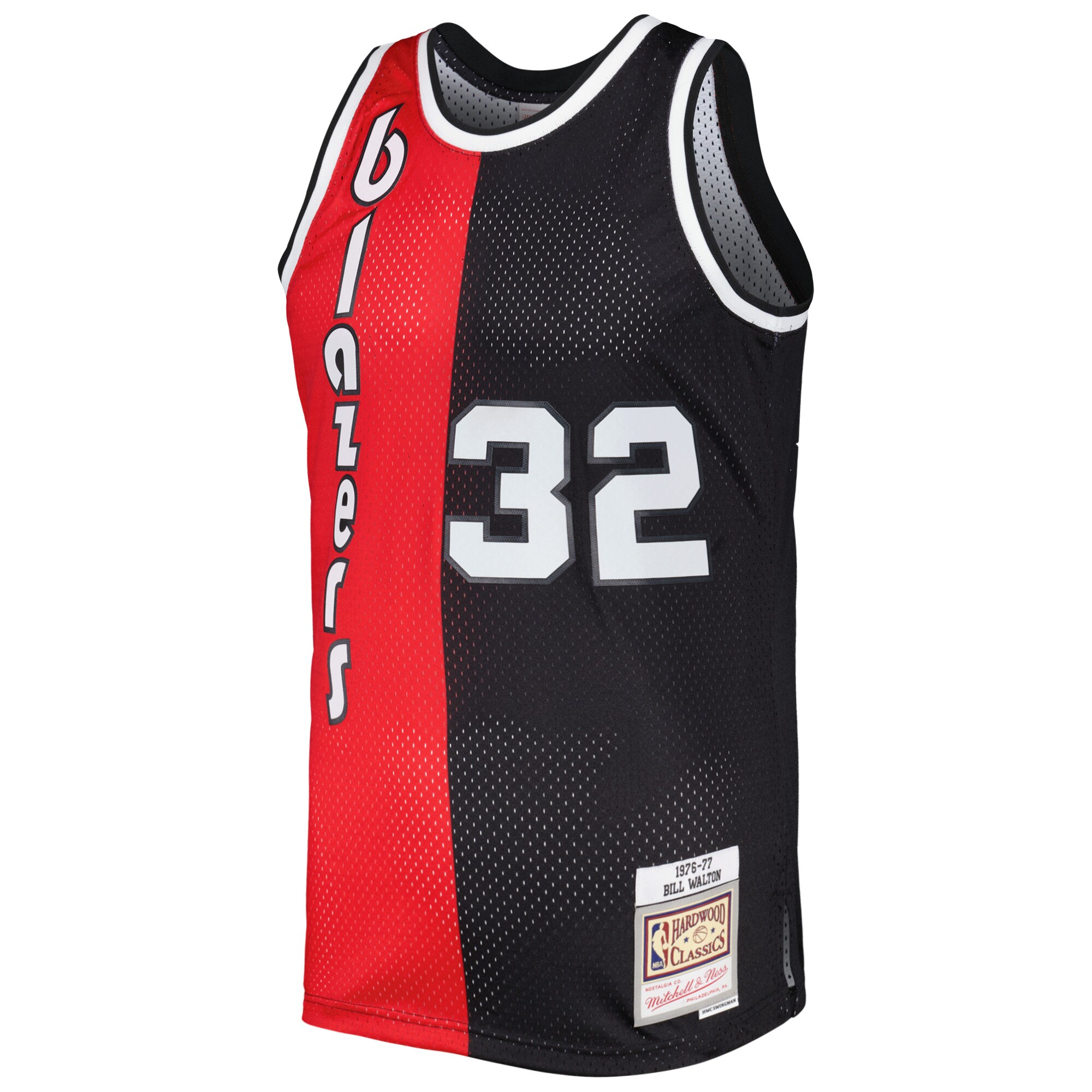 Alternative view of Bill Walton Portland Trail Blazers Mitchell & Ness Hardwood Classics 1976/77 Split Swingman Basketball Jersey - Red/black