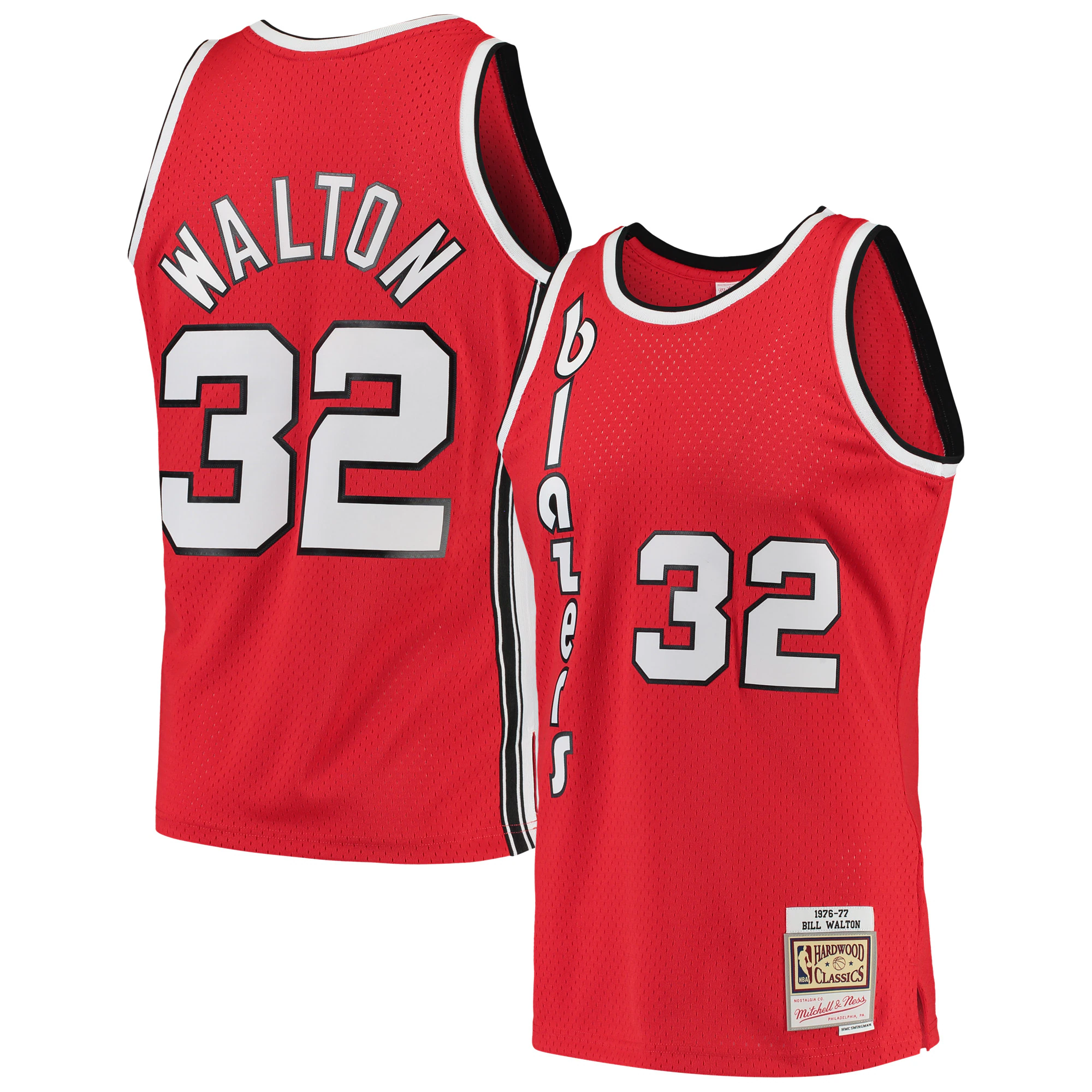 Bill Walton Portland Trail Blazers Mitchell & Ness 1976-77 Hardwood Classics Swingman Player Basketball Jersey – Red
