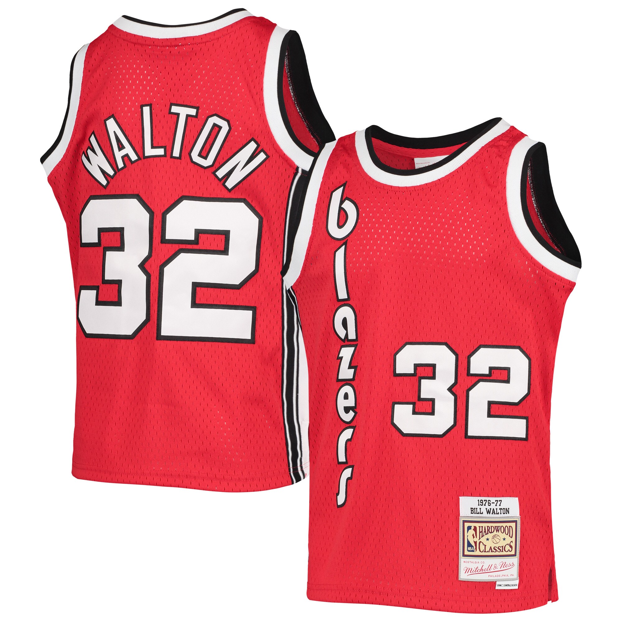 Bill Walton Portland Trail Blazers Mitchell & Ness Youth 1976/77 Hardwood Classics Swingman Basketball Jersey - Black