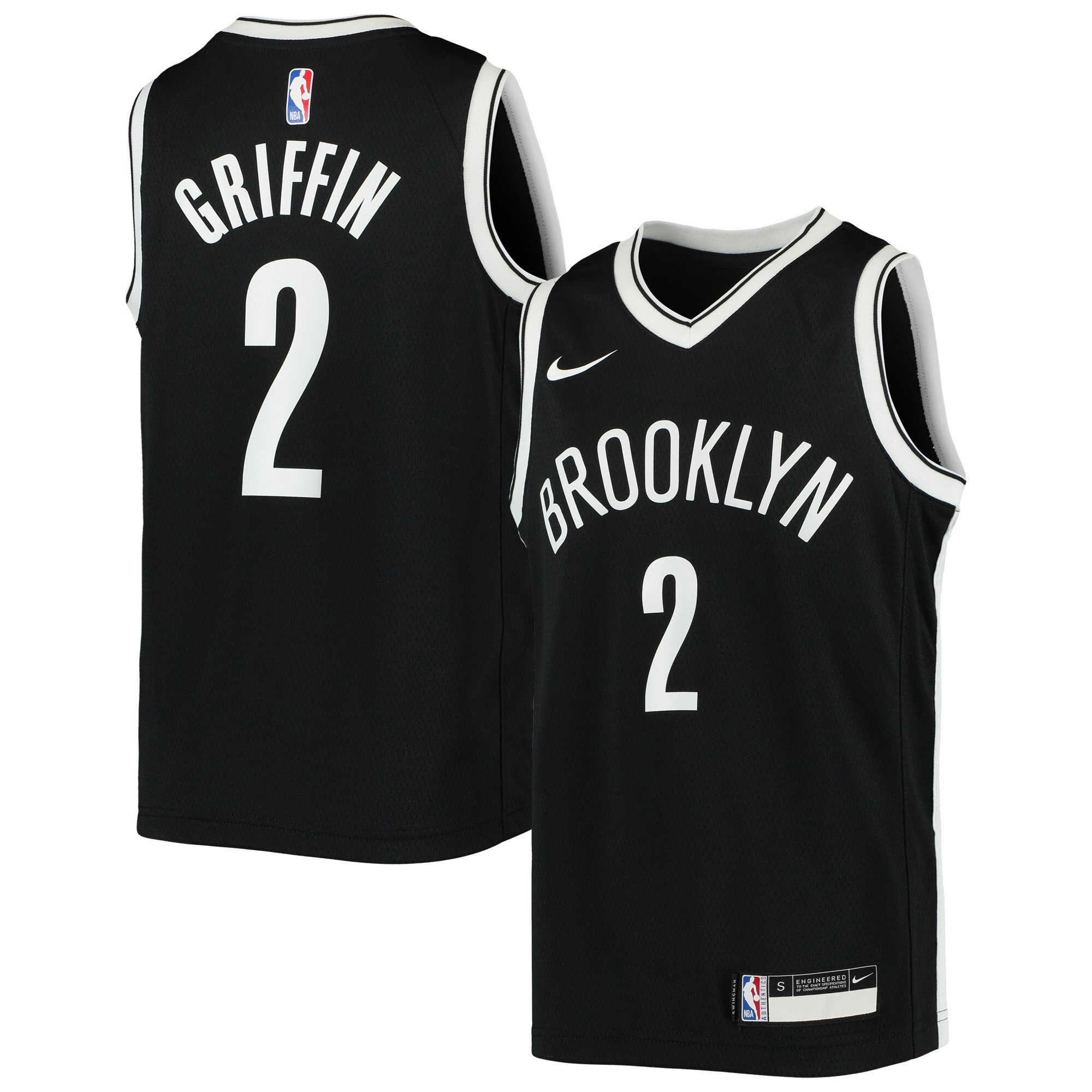 Alternative view of Blake Griffin Brooklyn Nets Youth 2020/21 Swingman Basketball Jersey - Icon Edition - Black