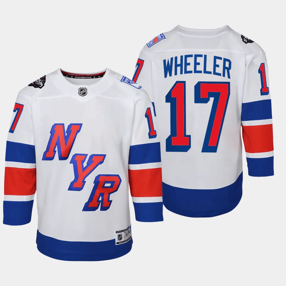 Alternative view of Blake Wheeler 17 New York Rangers 2024 NHL YOUTH Stadium Series Hockey Jersey - White - JS608 