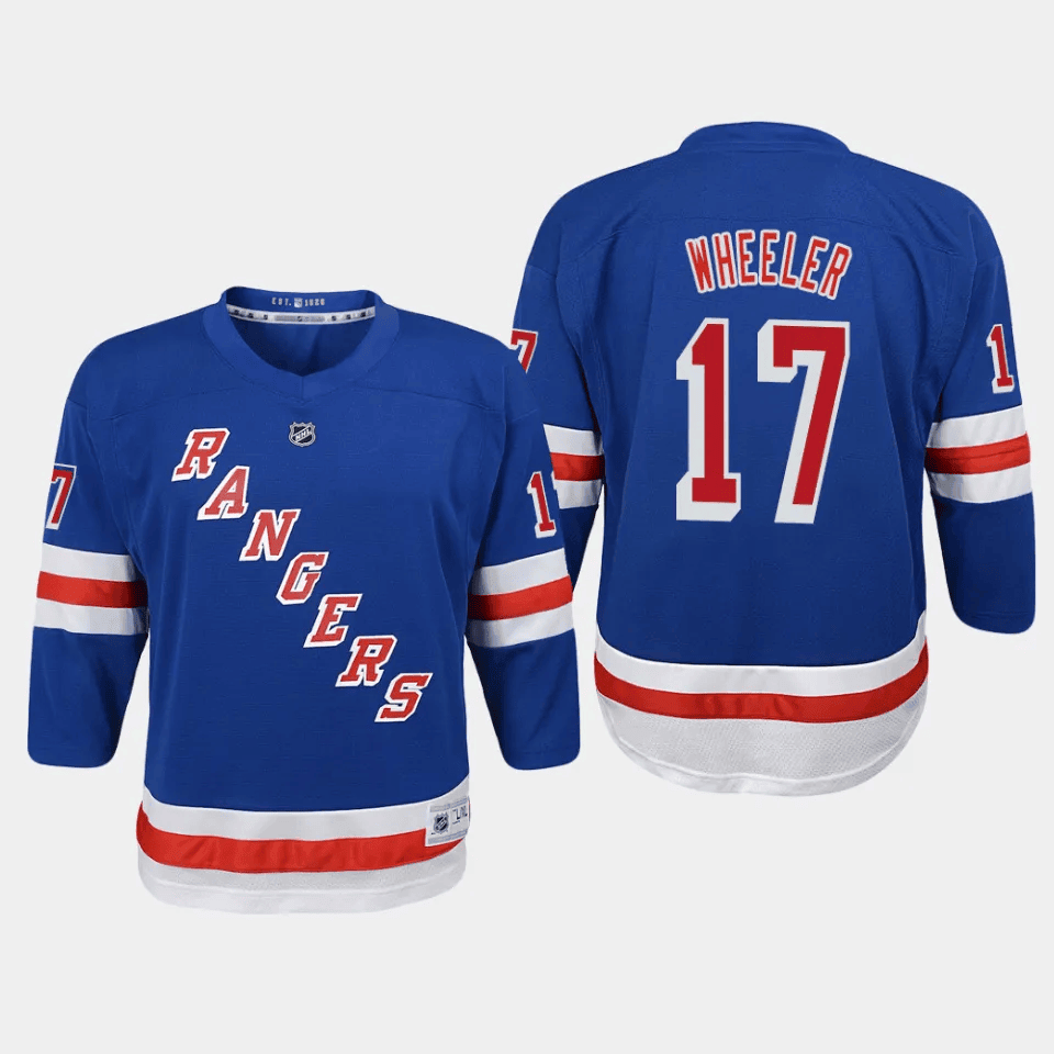 Alternative view of Blake Wheeler 17 New York Rangers Home YOUTH Hockey Jersey - Blue - JS991 