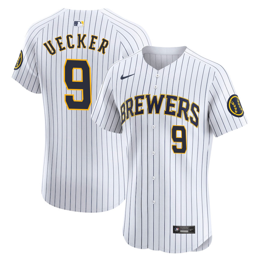 Bob Uecker #9 Milwaukee Brewers Alternate Alternate ELITE Baseball Jersey - White 