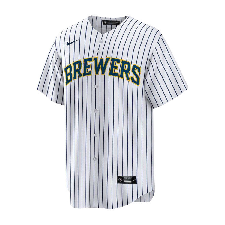 Alternative view of Bob Uecker #9 Milwaukee Brewers Alternate Baseball Jersey - White 