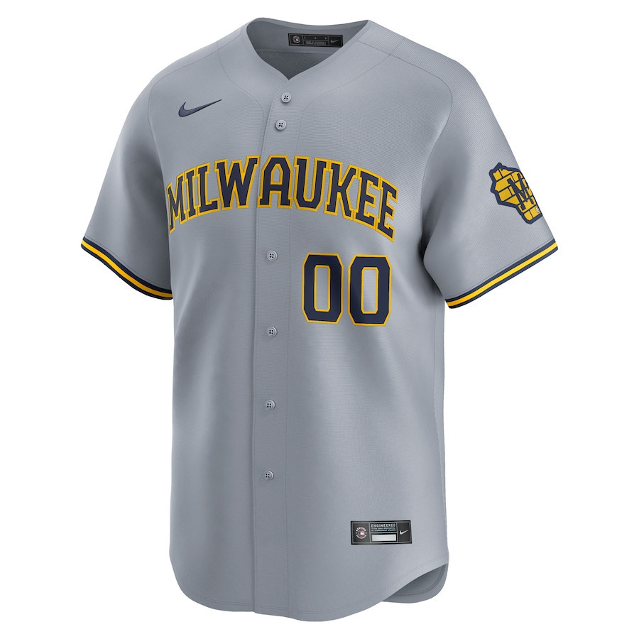 Alternative view of Bob Uecker #9 Milwaukee Brewers Away Baseball Jersey - Grey 