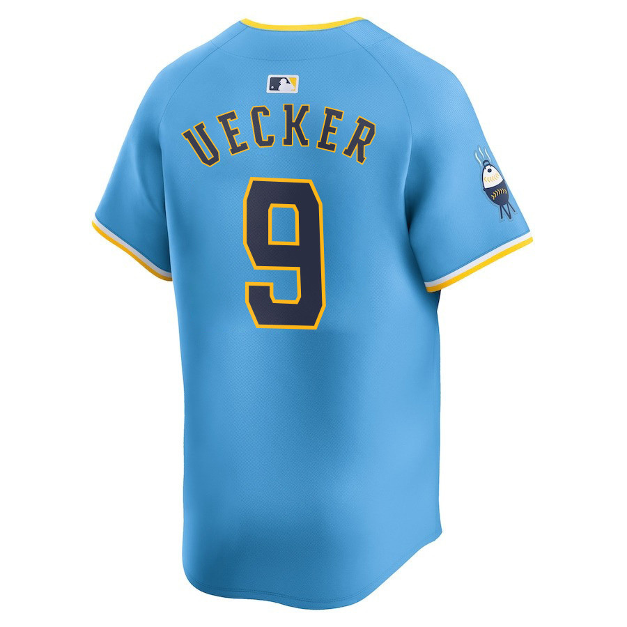 Alternative view of Bob Uecker #9 Milwaukee Brewers City Connect Limited Baseball Jersey - Powder Blue 