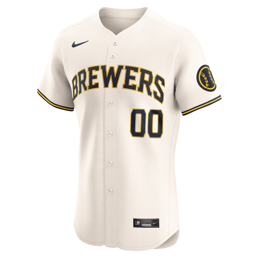 Alternative view of Bob Uecker #9 Milwaukee Brewers Home ELITE Baseball Jersey - Cream 