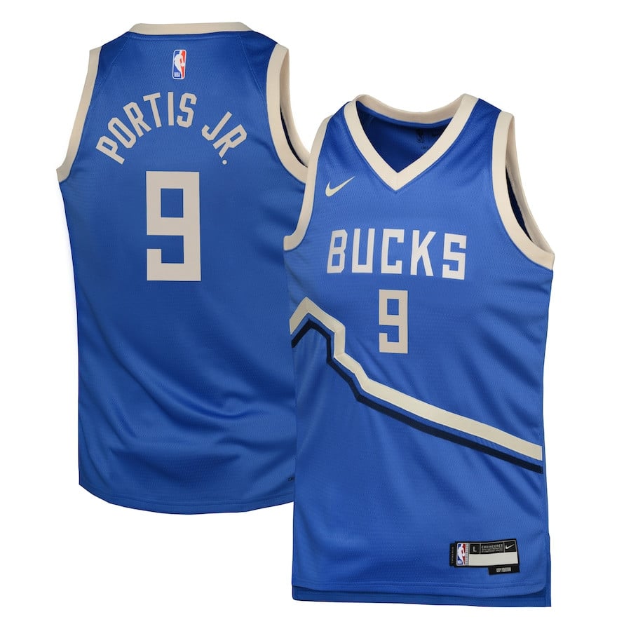 Bobby Portis Jr. 9 Milwaukee Bucks 2024/25 Swingman Player YOUTH Basketball Jersey - City Edition - Royal - JS298 