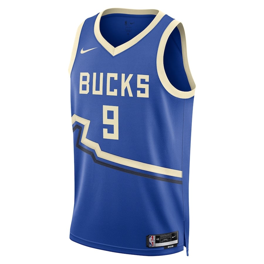 Alternative view of Bobby Portis Jr. 9 Milwaukee Bucks Unisex 2024/25 Swingman Player Basketball Jersey - City Edition - Royal - JS117 