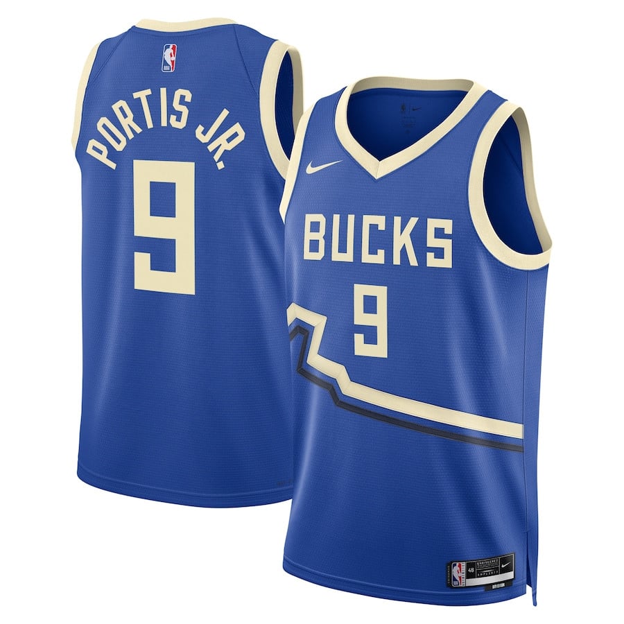 Bobby Portis Jr. 9 Milwaukee Bucks Unisex 2024/25 Swingman Player Basketball Jersey - City Edition - Royal - JS117 