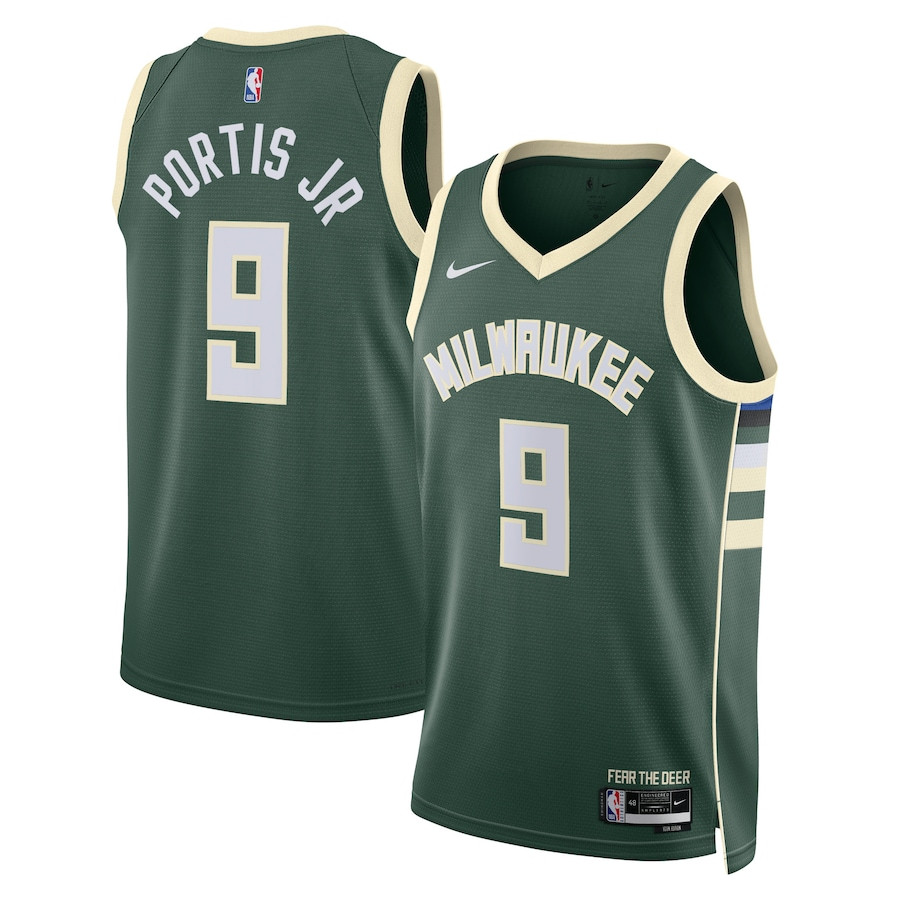 Bobby Portis Jr 9 Milwaukee Bucks Unisex Swingman Basketball Jersey - Icon Edition - Hunter Green - JS918 