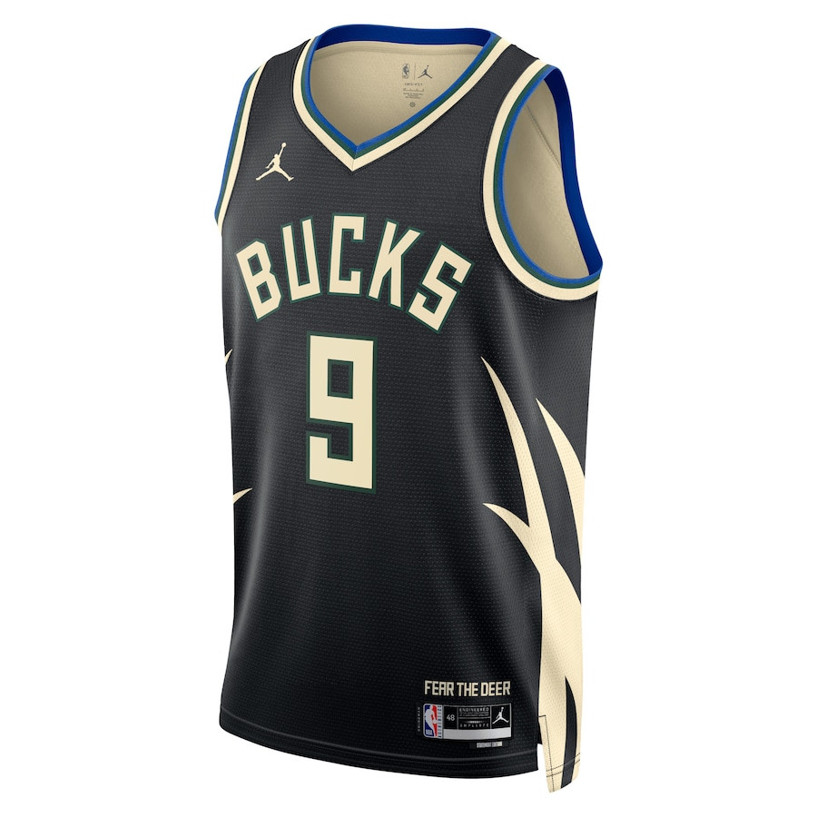 Alternative view of Bobby Portis Jr 9 Milwaukee Bucks Unisex Swingman Basketball Jersey - Statement Edition - Black - JS460 