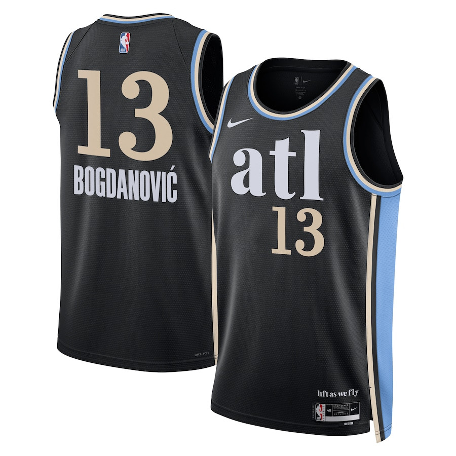 Bogdan Bogdanović 13 Atlanta Hawks 2023/24 City Edition Swingman Basketball Jersey - Black - JS855 