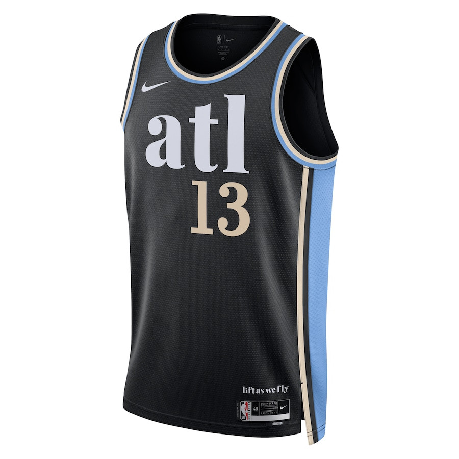 Alternative view of Bogdan Bogdanović 13 Atlanta Hawks 2023/24 City Edition Swingman Basketball Jersey - Black - JS855 