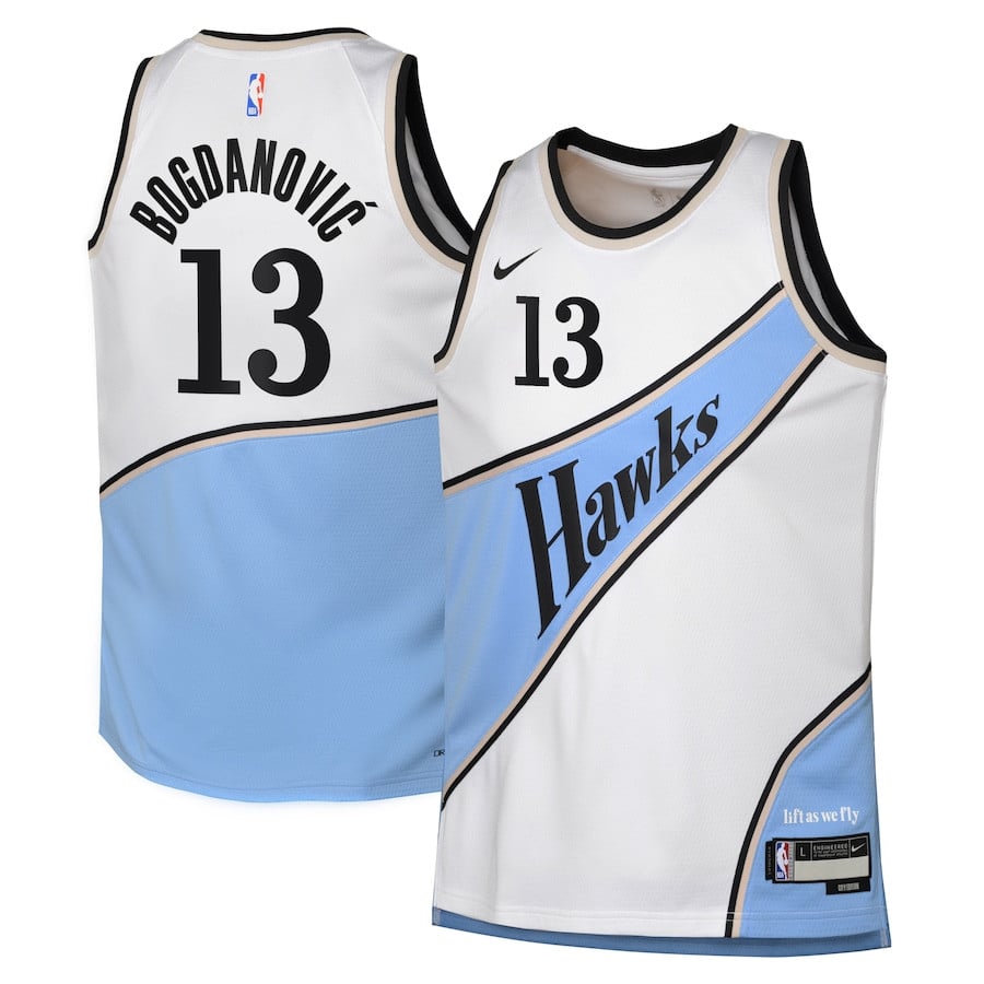 Bogdan Bogdanović 13 Atlanta Hawks 2024/25 Swingman Player YOUTH Basketball Jersey - City Edition - White - JS715 