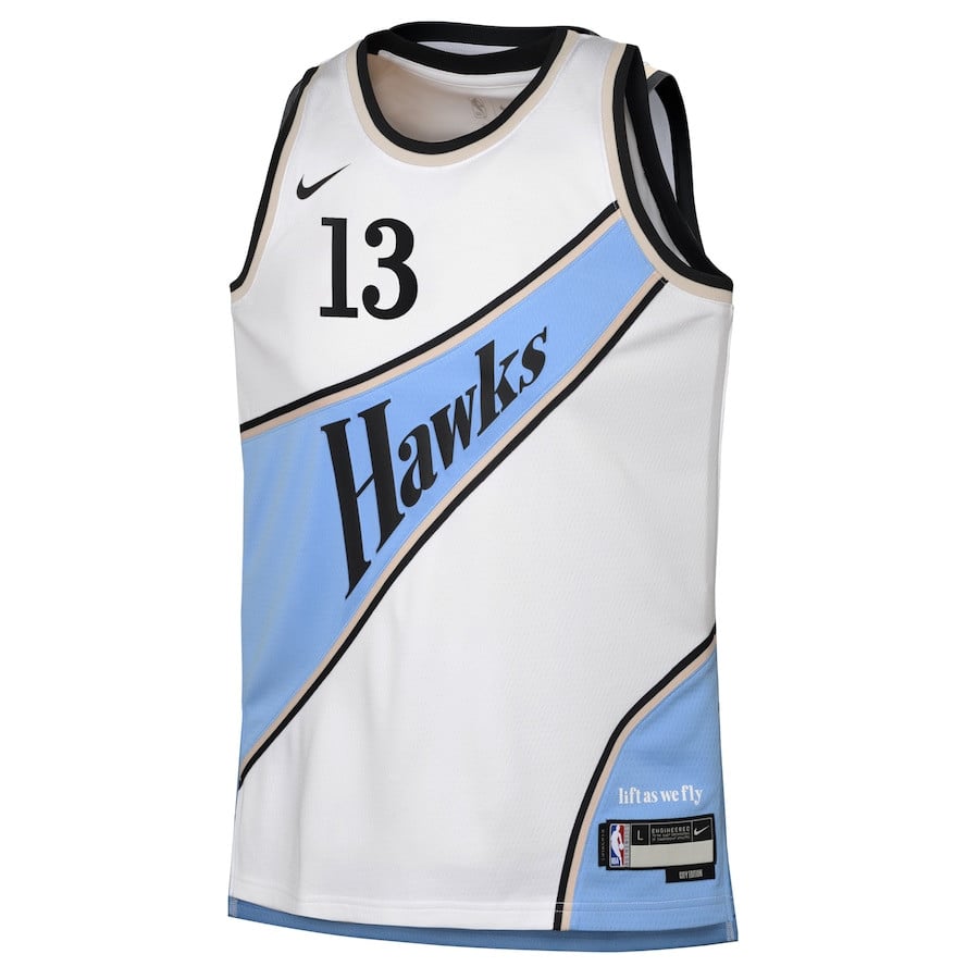 Alternative view of Bogdan Bogdanović 13 Atlanta Hawks 2024/25 Swingman Player YOUTH Basketball Jersey - City Edition - White - JS715 