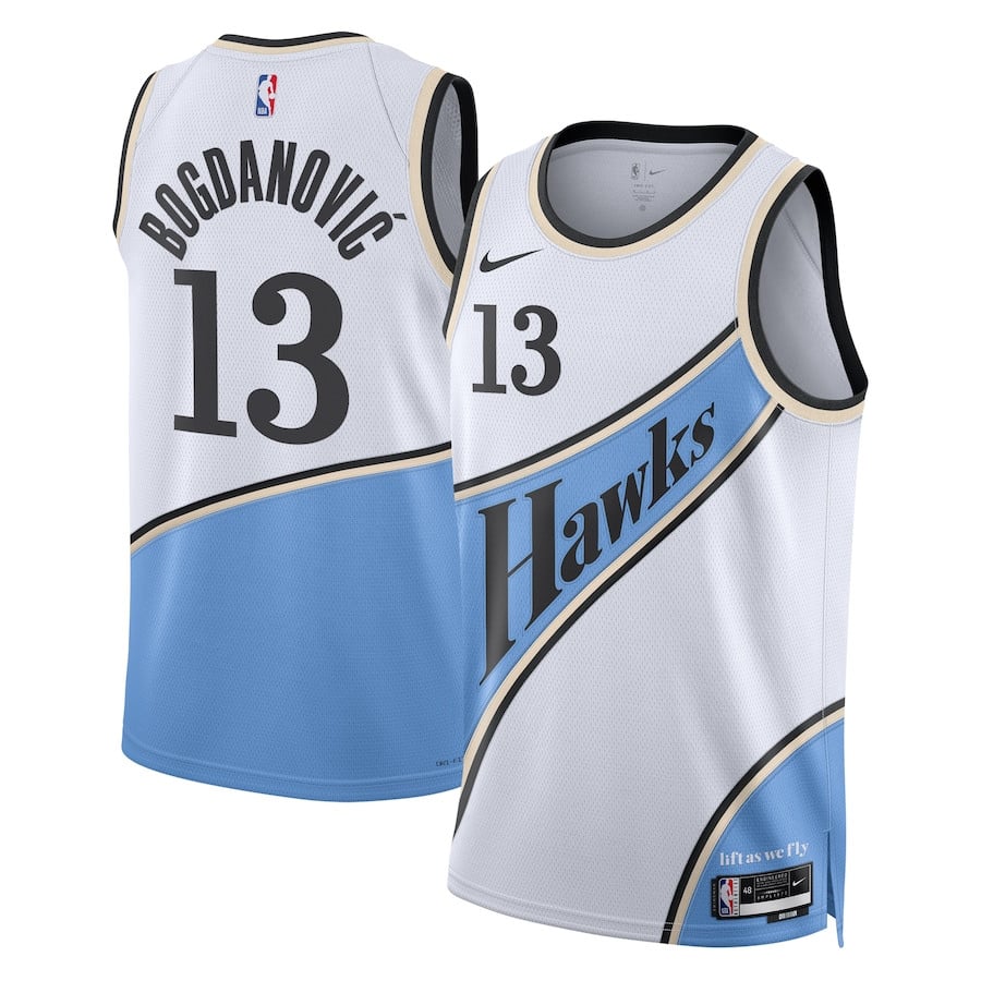 Bogdan Bogdanović 13 Atlanta Hawks Unisex 2024/25 Swingman Player Basketball Jersey - City Edition - White - JS293 