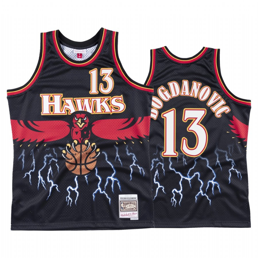 Bogdan Bogdanovic 13 Atlanta Hawks Black Lightning Basketball Jersey - JS241 