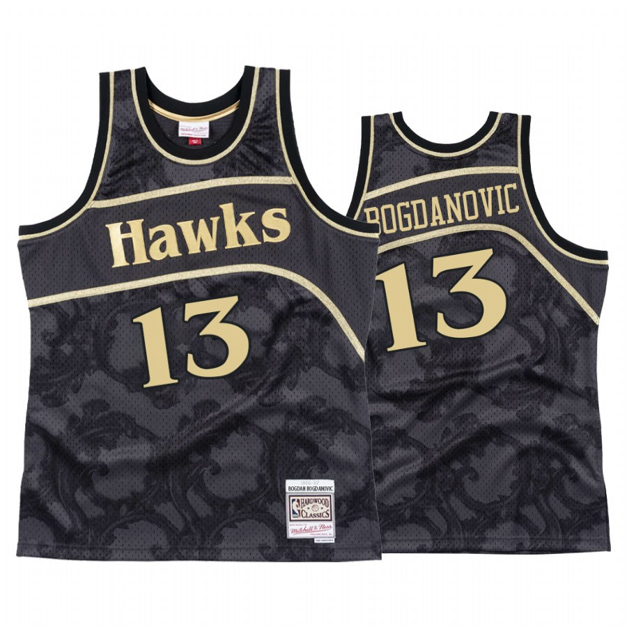 Bogdan Bogdanovic 13 Atlanta Hawks Black Toile Basketball Jersey - JS794 