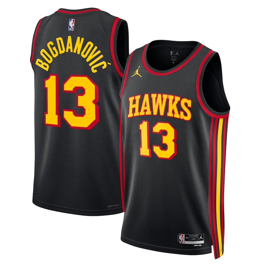 Bogdan Bogdanovic 13 Atlanta Hawks Unisex Swingman Basketball Jersey - Statement Edition - Black - JS837 