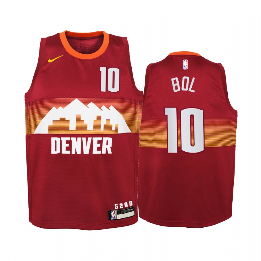 Bol Bol Denver Nuggets 2020-21 City Red Youth Basketball Jersey - New Uniform