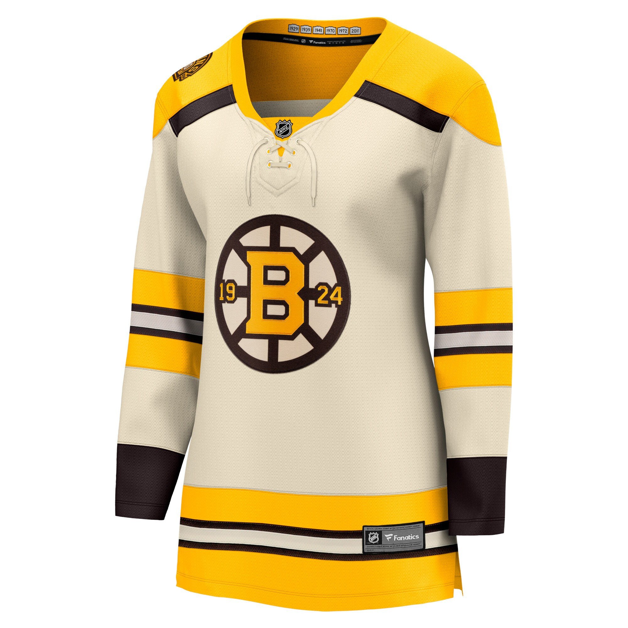 Alternative view of Boston Bruins 100th Anniversary Breakaway Hockey Jersey - Women, Cream - JS637 