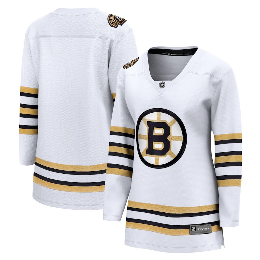 Boston Bruins 100th Anniversary Breakaway Hockey Jersey - Women, White - JS247 