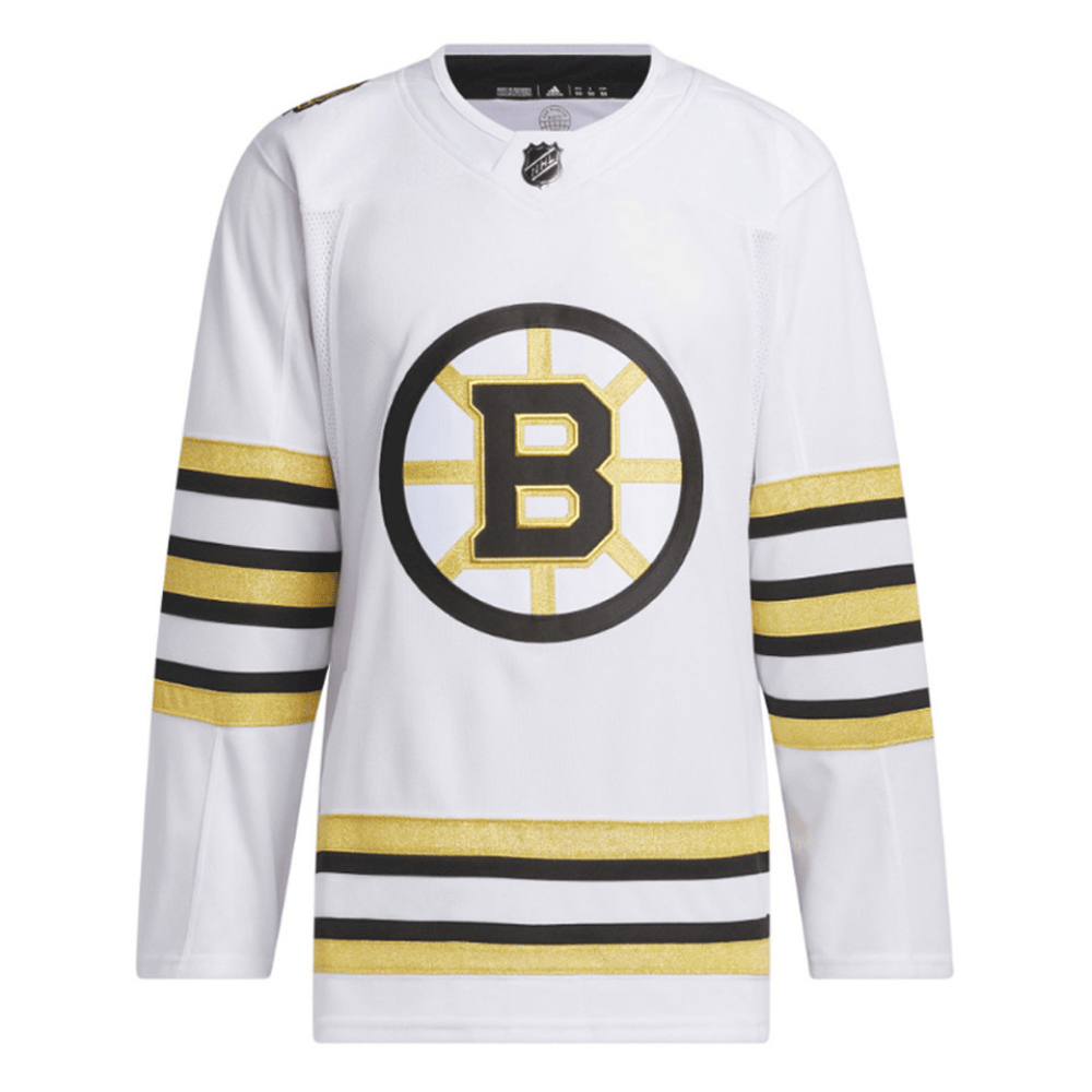 Alternative view of Boston Bruins 100th Anniversary Primegreen Away Men Hockey Jersey - White - JS300 
