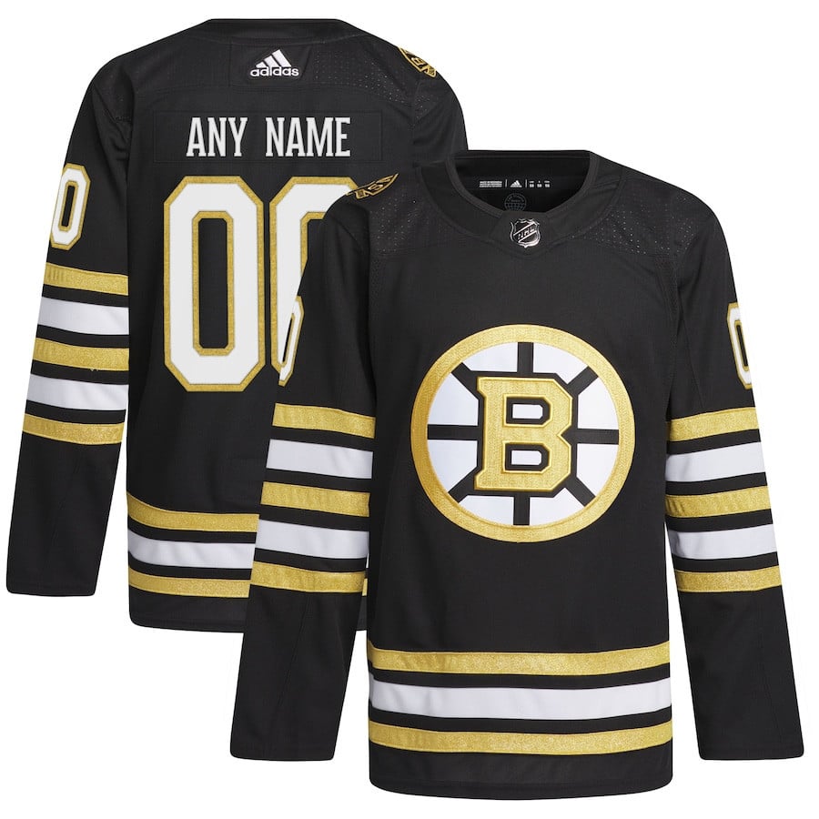 Boston Bruins 100th Anniversary Primegreen Custom Hockey Jersey - Men, Black - JS706 