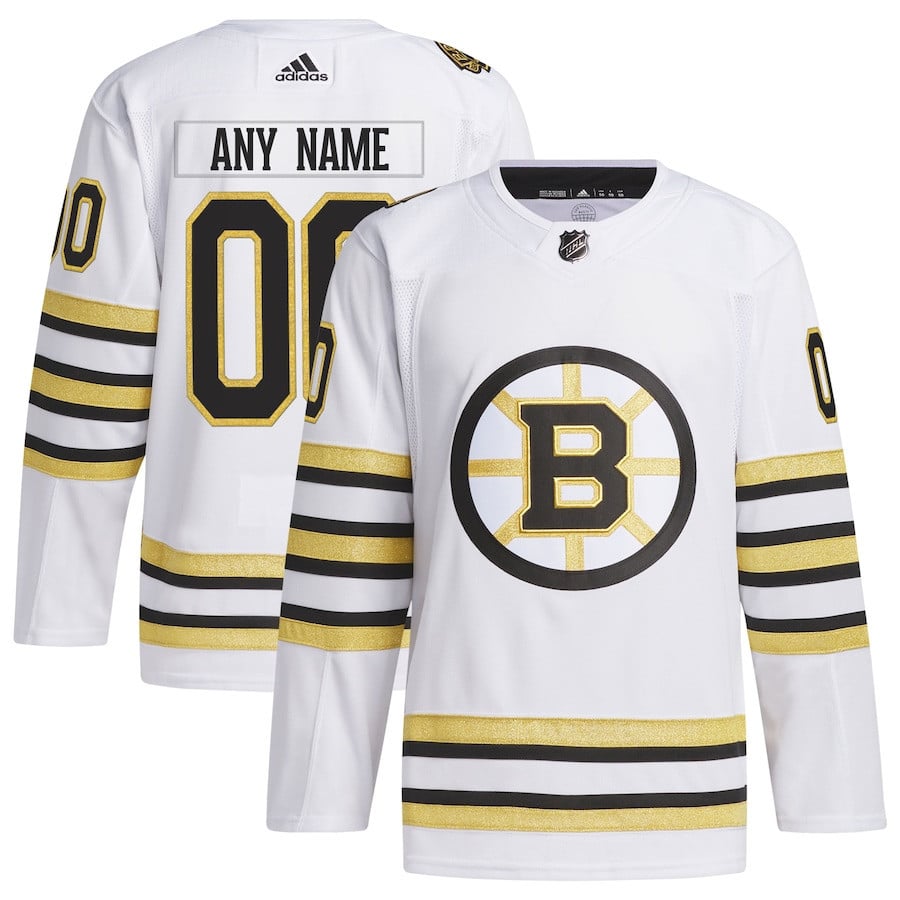 Boston Bruins 100th Anniversary Primegreen Custom Hockey Jersey - White - JS925 