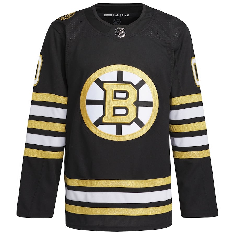 Alternative view of Boston Bruins 100th Anniversary Primegreen Custom Men Hockey Jersey - Black - JS203 