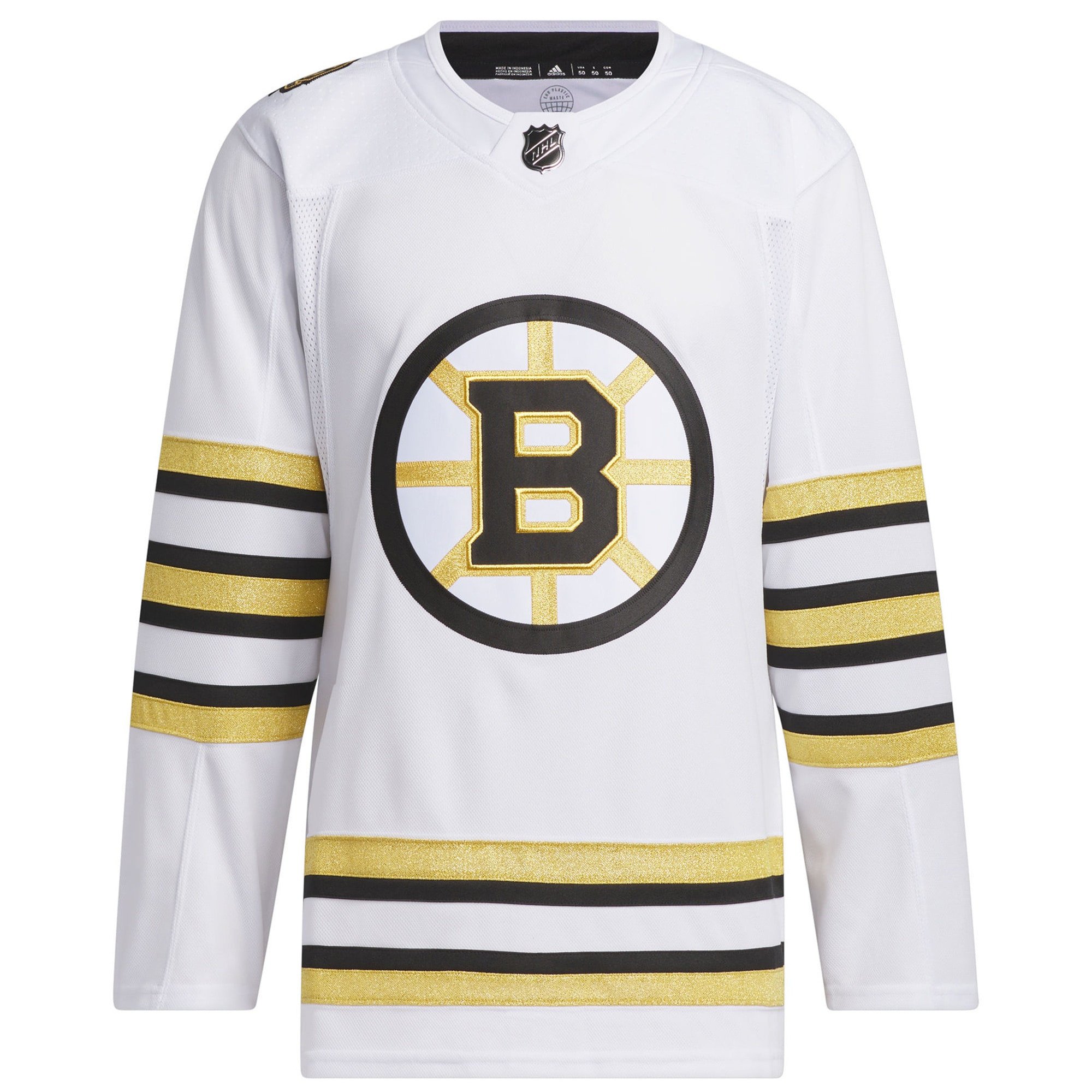 Alternative view of Boston Bruins 100th Anniversary Primegreen Jersey - Men, White - JS352 