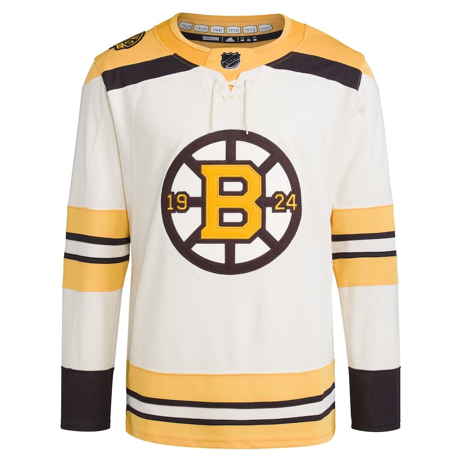 Alternative view of Boston Bruins 100th Anniversary Primegreen Men Jersey - Cream - JS731 