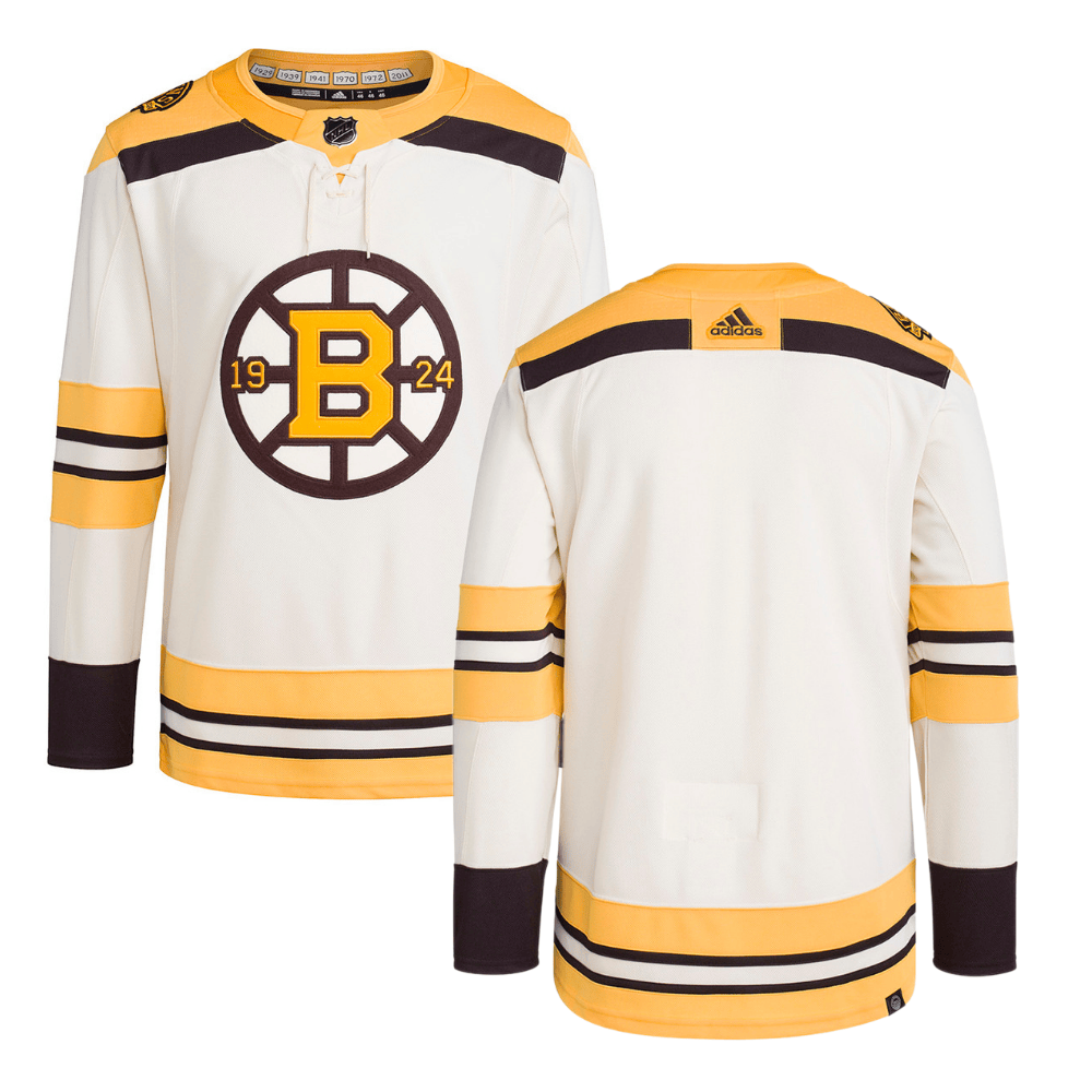 Boston Bruins 100th Anniversary Primegreen Third Men Jersey - Cream - JS933 
