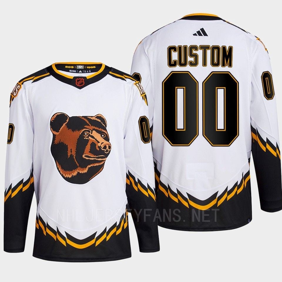 Boston Bruins 2022 Reverse Retro 2.0 Custom 00 White Primegreen Hockey Jersey Men's - JS604 